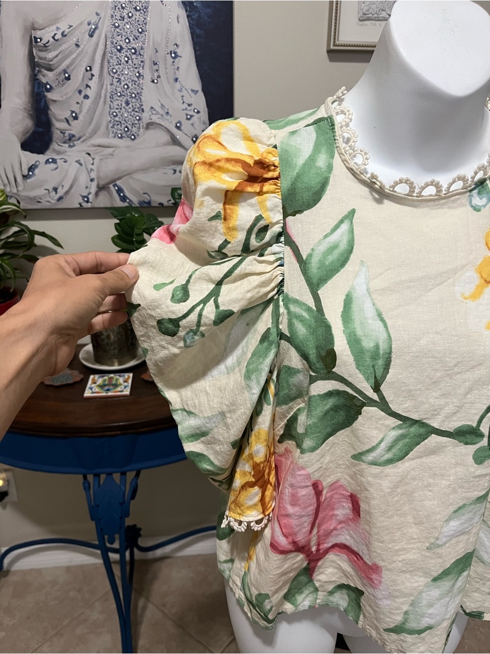 RACHEL Rachel Roy Floral Linen Blend Top - S - Picture 2 of 7